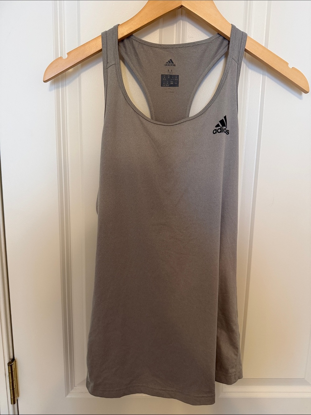 adidas Gray Athletic Racerback Tank with Black Logo
